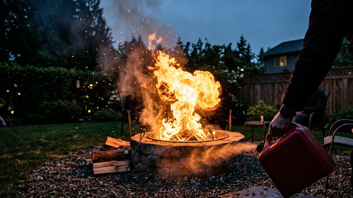 A Hundred Milliseconds You Can't React To: The Physics of Pouring Gasoline on a Fire